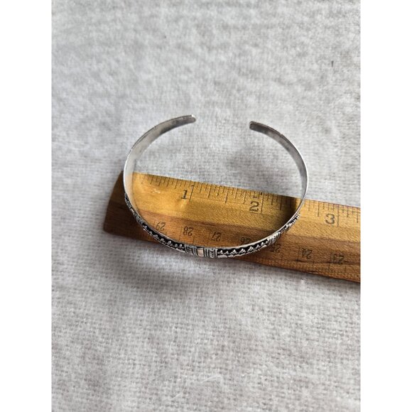 Bali Sterling Silver Cuff Bracelet Stunning 925 Silver Bangle Gold Tone Accents - Picture 8 of 8